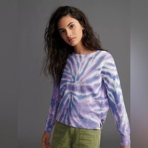 Anthropology Design History Lavender and White Knit Sweater